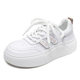 Women Fashion Breathable Leather Thick Soled Casual Shoes Newgew Shoes