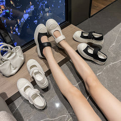 Slouchy Women's Jane Platform White Velcro Canvas Shoes Newgew