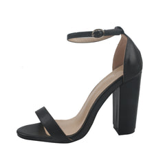 Classic Faux Leather Platform Block Heels Newgew