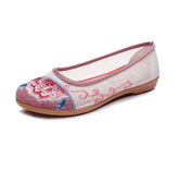 Women's Traditional Embroidered Tendon Bottom Breathable Canvas Shoes Newgew