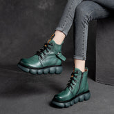Women Retro Casual Leather Thick Sole Boots Newgew Shoes