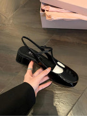 Square Toe T-Strap Closed Toe Slingback Sandals NEW GEW