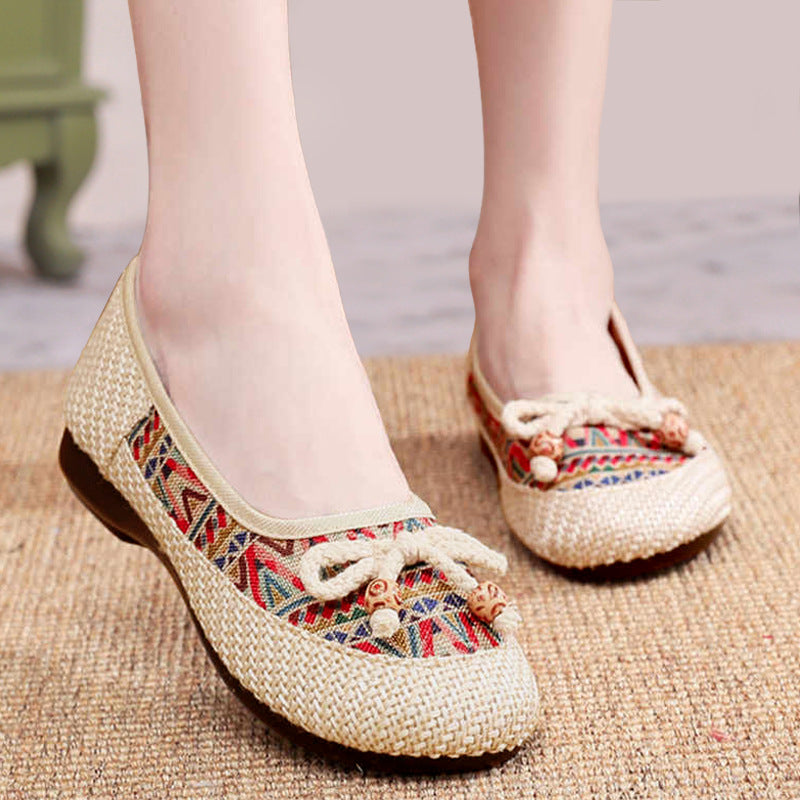Women's Ethnic Style Embroidered Antique Soft Bottom For Canvas Shoes Newgew