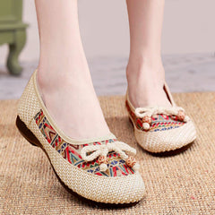 Women's Ethnic Style Embroidered Antique Soft Bottom For Canvas Shoes Newgew