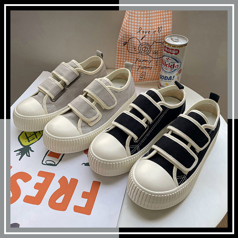 Velcro Biscuit Shape Korean Style Lazy Canvas Shoes Newgew