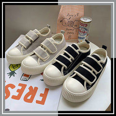 Velcro Biscuit Shape Korean Style Lazy Canvas Shoes Newgew