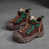 Women Pigskin Leather High Top Velcro Casual Shoes Newgew Shoes