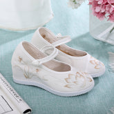 Women's Height Increasing Insole Round Toe Old Cloth Canvas Shoes Newgew
