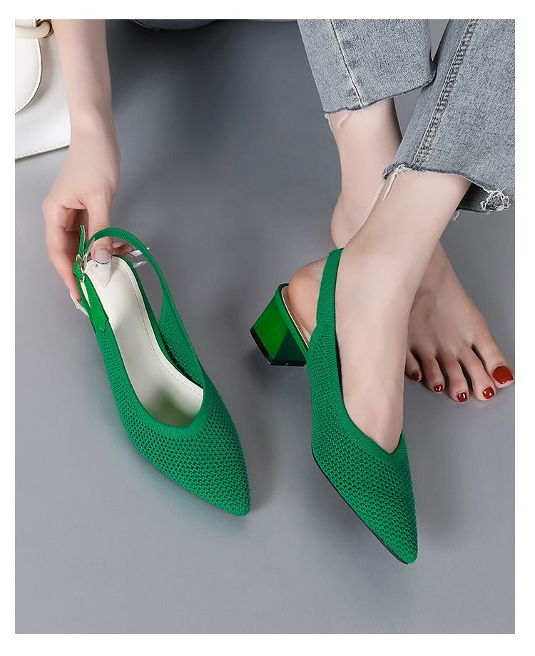 Braided Toe Strappy Mid-Heeled High Heels Newgew