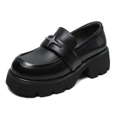 Women Retro Leather Platform Casual Loafers Newgew Shoes
