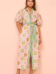 Balloon Sleeve Print Cardigan Newgew Dresses