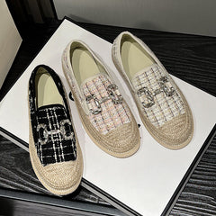 Women's Woven Flat Cloth Platform Slip-on Lofter Canvas Shoes Newgew