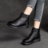 Women Retro Casual Soft Leather Flat Boots Newgew Shoes