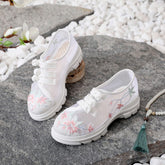 Women's Style Embroidered Ancient Height Increasing Canvas Shoes Newgew