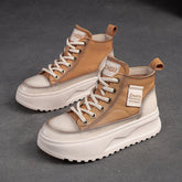 Women Fashion Leather Thick Soled High Top Skate Shoes Newgew Shoes