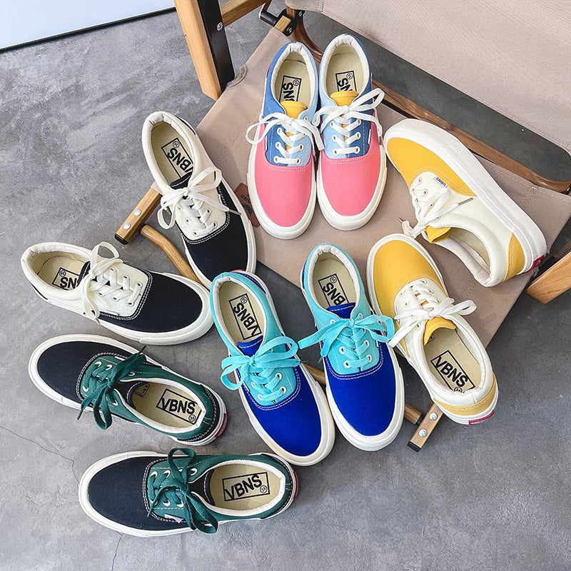 Korean Style Color Matching Stitching Female Cute Canvas Shoes Newgew