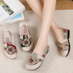 Women's Cloth Comfortable Breathable Mom Ethnic Style Canvas Shoes Newgew