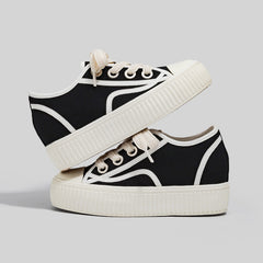 Women's Platform Hidden White Skate Biscuits Canvas Shoes Newgew