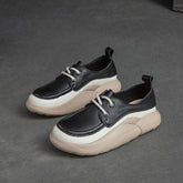 Women Retro Minimalist Leather Thick Soled Casual Shoes Newgew Shoes