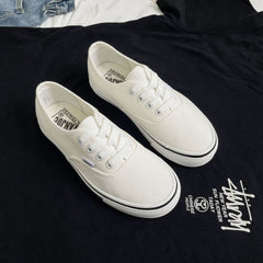 Women's Style Summer Skateboard Trendy White Street Canvas Shoes Newgew