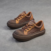 Women Retro Style Leather Flat Casual Shoes Newgew Shoes