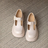 Women Retro Leather Buckle Lug Sole Casual Shoes Newgew Shoes