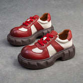 Women Retro Leather Patchwork Casual Shoes Newgew Shoes