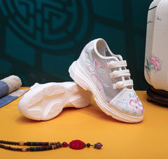 Trendy Height Increasing Insole Embroidered Thickened Canvas Shoes Newgew