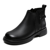 Women Minimalist Leather Double Side Zippers Ankle Boots Newgew Shoes