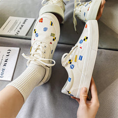 Elegant Attractive Embroidered Couple Design Board Canvas Shoes Newgew