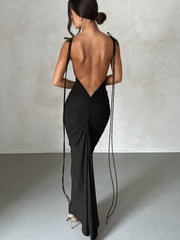 Backless Ruched Evening Dress - Black Newgew Dresses