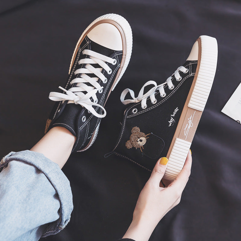 Women's Embroidery Spring Three Times Vulcanized Canvas Shoes Newgew