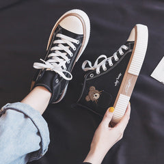 Women's Embroidery Spring Three Times Vulcanized Canvas Shoes Newgew