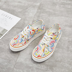 Female Korean Style Low Top Trendy Thick-soled Canvas Shoes Newgew
