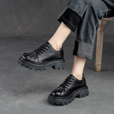 Women Retro Leather Thick Lug Soled Casual Shoes Newgew Shoes