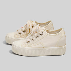 Women's Platform Hidden White Skate Biscuits Canvas Shoes Newgew