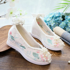 Women's Han Chinese Clothing Invisible Elevated Embroidered Antique Cloth Ancient Canvas Shoes Newgew