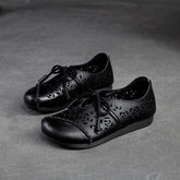 Women Retro Hollow Soft Leather Flat Shoes Newgew Shoes