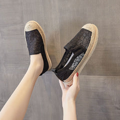 Glamorous Women's Straw Fisherman Trendy Versatile Canvas Shoes Newgew