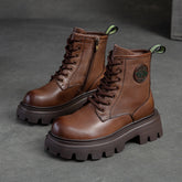 Women Casual Fashion Thick Soled Leather Boots Newgew Shoes