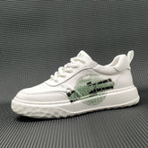 Men Fashio Print Leather Casual Flat Sneakers Newgew Shoes