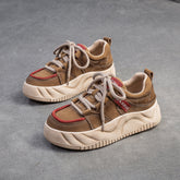 Women Retro Patchwork Leather Thick Soled Casual Shoes Newgew Shoes