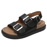 Women Retro Soft Leather Summer Beach Buckle Sandals Newgew Shoes