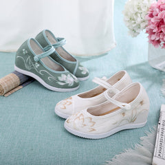 Women's Height Increasing Insole Round Toe Old Cloth Canvas Shoes Newgew