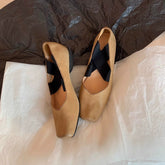 Chunky Heels Retro Cross Strap Pump Shoes newgew