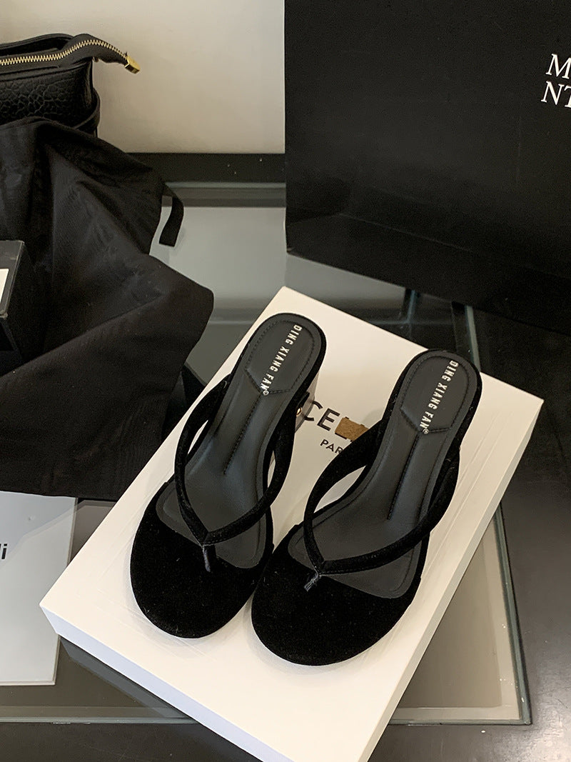 Vintage suede high heel slippers NewGew