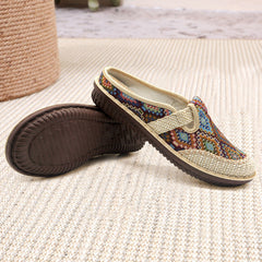 Women's Cloth Low-cut Slip-on Ethnic Style Embroidered Soft Canvas Shoes Newgew