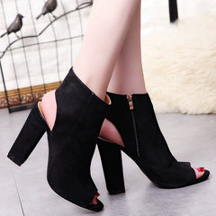 Pretty In Peep Toe Faux Suede Booties Newgew