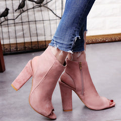Pretty In Peep Toe Faux Suede Booties Newgew