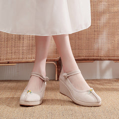 Women's Classic Cloth Embroidered Cotton And Linen Retro Canvas Shoes Newgew